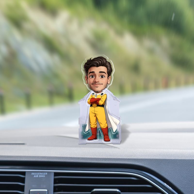 Personalized One PunchMan652 Anime Theme Bobblehead Caricature Solar Powered Moving Head for Car Dashboard, Home and Office Desktop Birthday Return Gift for Kids